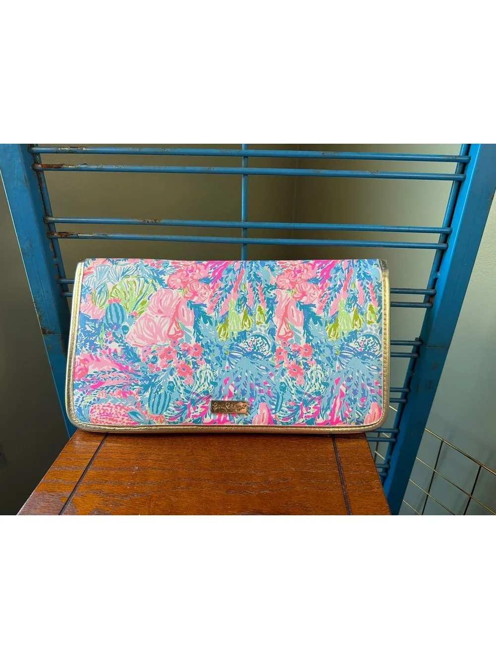 Lilly Pulitzer Floral Pattern Wallet with Gold Trim